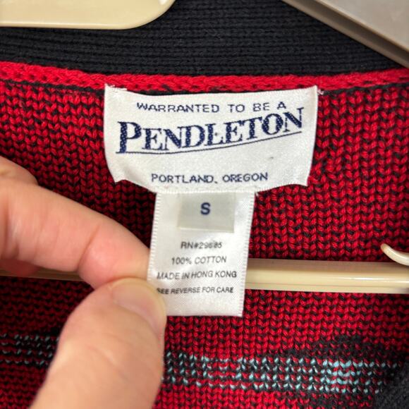 Pendleton Vintage Sweater Jacket Full Zip Small 100% Cotton Southwest turquoise - Picture 9 of 10